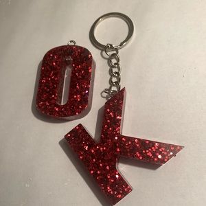 Ruby red glitter keychains